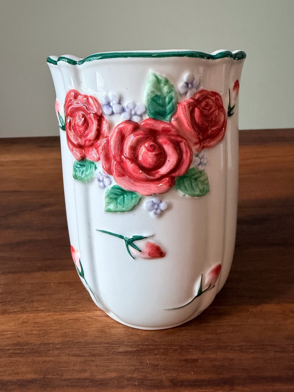 Vintage Otagiri Mary Ann Baker Handcrafted Floral Vase Japan 5.5" Rose Ceramic
